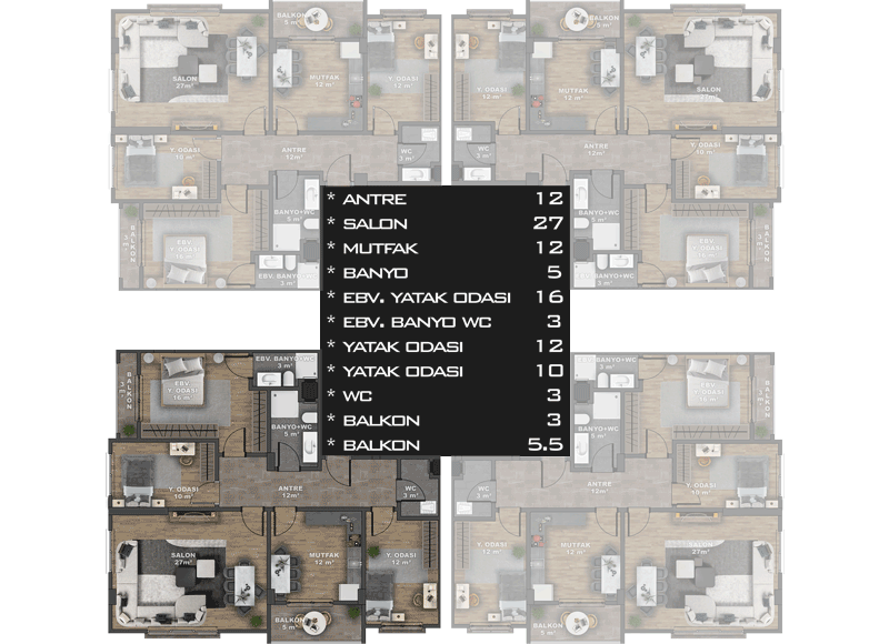 3+1 / Daire No: 7 & 13 Daire